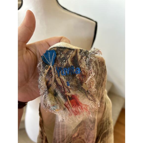 Yuvita Linen Boxy Short Sleeve Romantic Regency Georgian Colonial Print Blouse - Picture 5 of 9